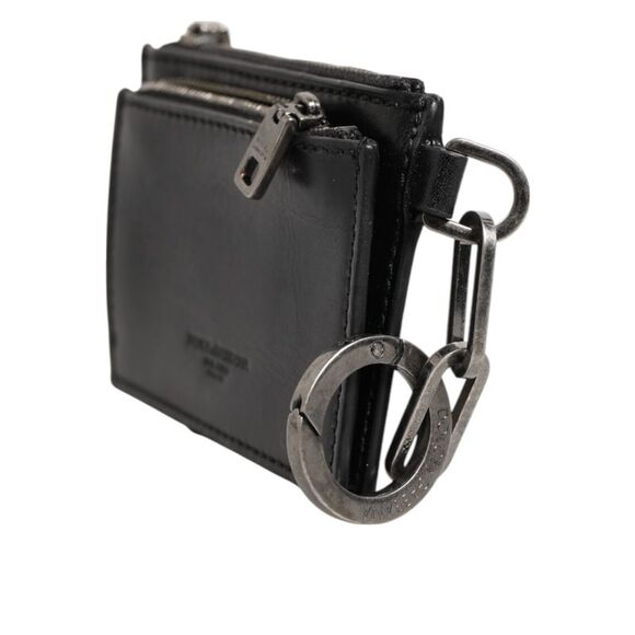Dolce & Gabbana Black Leather Zip Logo Keyring Coin Purse Keyring Men's Wallet